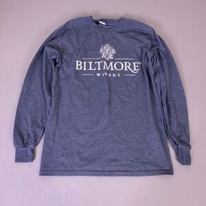 MV Sport Biltmore Winery Graphic T-Shirt Small Navy Blue Long Sleeve Heather